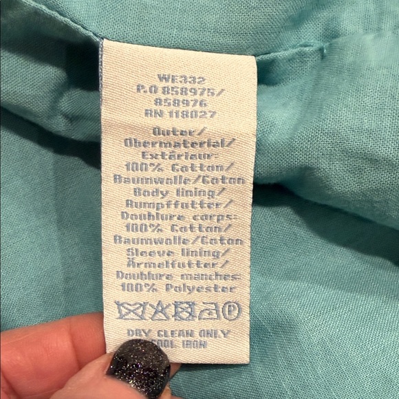 Boden Apple Print Rain Coat Cotton Hooded Green White Size 14 - Picture 14 of 14